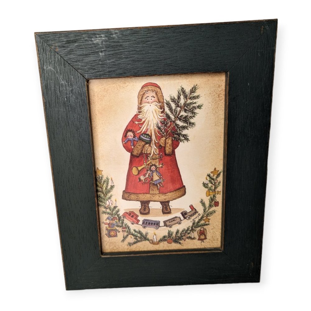 L. Spivey Santa Christmas Glass Framed Print